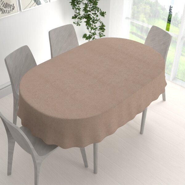 Biante Oválný ubrus/imitace broušené kůže Alcantara ALC-006 Béžový 100x140 cm
