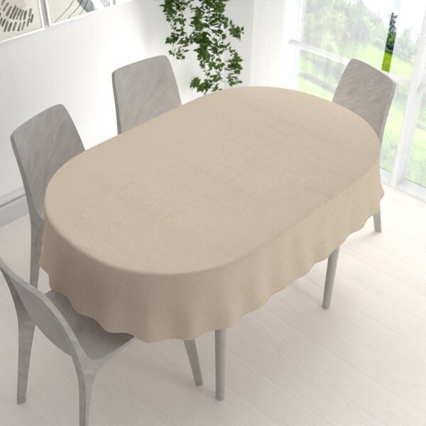Biante Oválný ubrus/imitace broušené kůže Alcantara ALC-007 Krémově béžový 100x140 cm