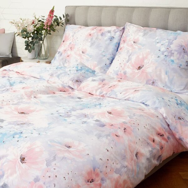 Povlečení SATÉN DESIGN ice bloom šedolososová 140 x 200/70 x 90 cm