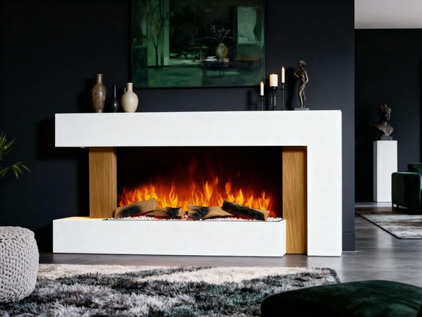 Elektrický krb ArtiFlame Fjord AF52 – určený k montáži na zeď, lze jej také umístit samostatně nebo na skříň/podstavu. Moderní a flexibilní design