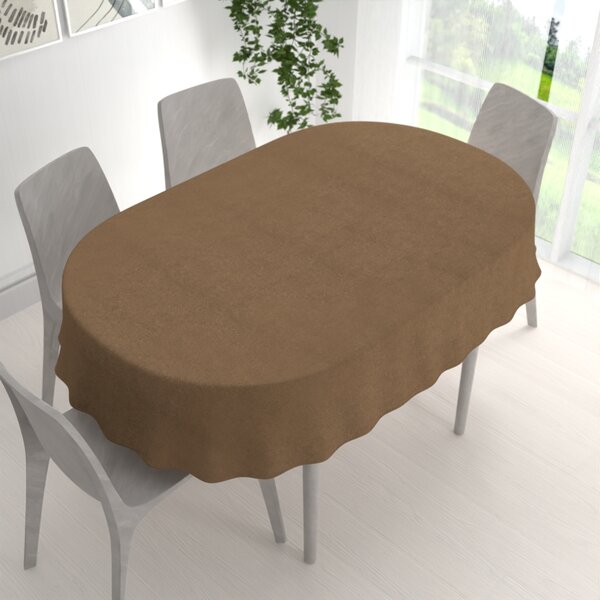 Biante Oválný ubrus/imitace broušené kůže Alcantara ALC-015 Světle hnědý 100x160 cm
