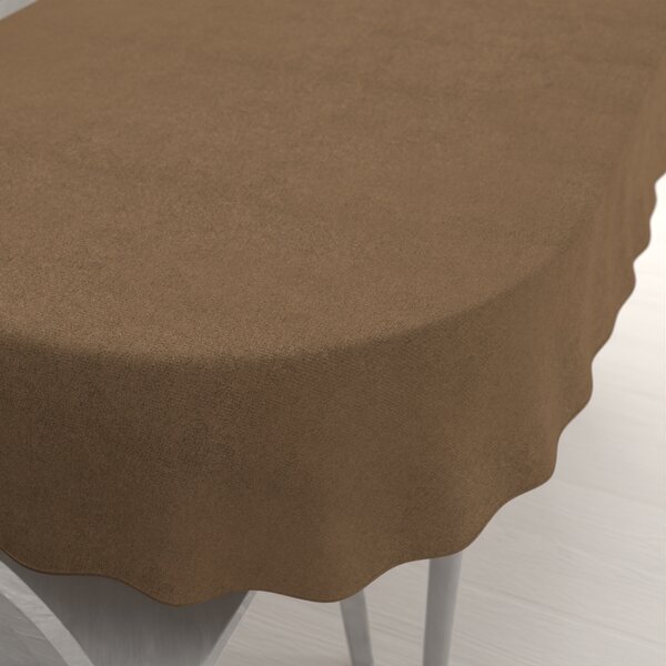 Biante Oválný ubrus/imitace broušené kůže Alcantara ALC-015 Světle hnědý 100x160 cm