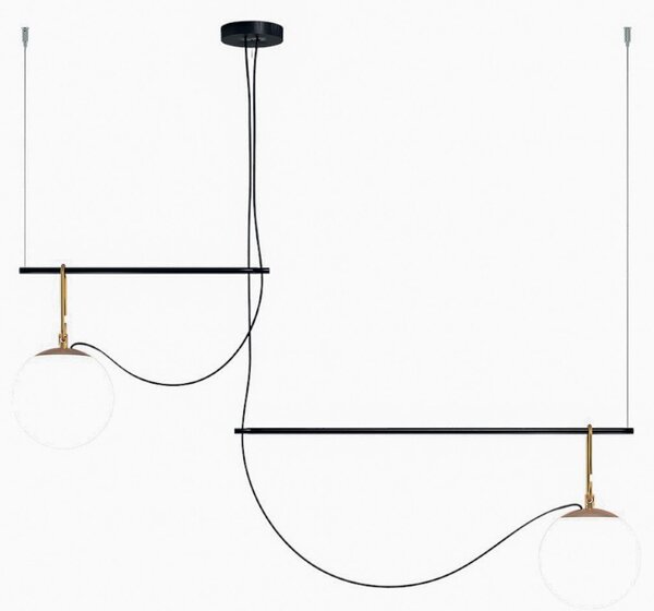 Závěsná svítidlo Artemide, nh S3 2, stmívatelné, Zlatá / mosazná, Obývací pokoj, Kov, Design