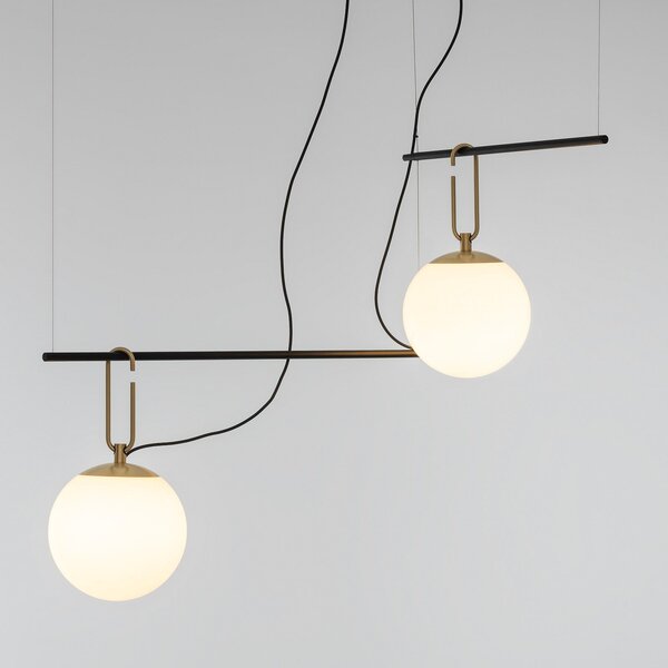 Závěsná svítidlo Artemide, nh S3 2, stmívatelné, Zlatá / mosazná, Obývací pokoj, Kov, Design