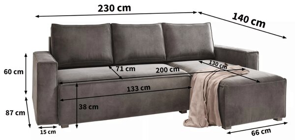Tmavě zelená rozkládací rohová pohovka CAVELO, oboustranná