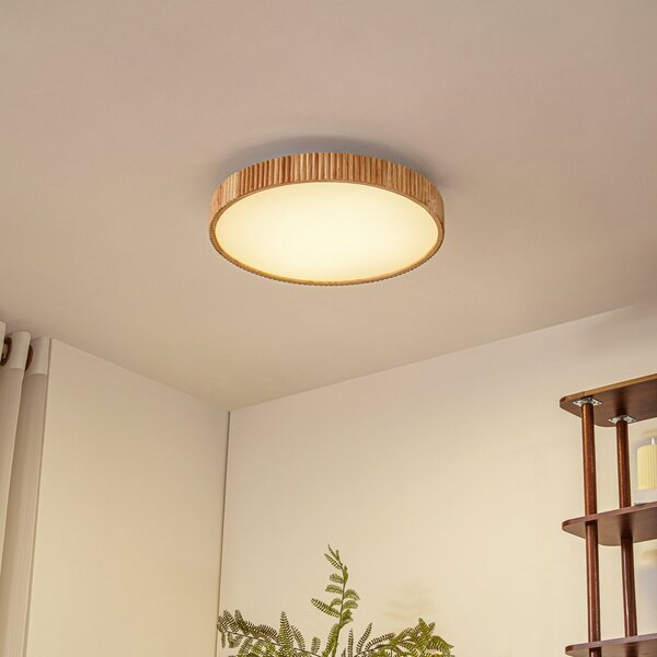 Stropní Lampa Lindby, Velua, stmívatelné, Dřevo, Obývací pokoj, Dřevo, Moderní