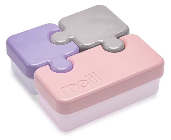 Svačinový box puzzle, 850ml, Melii, růžovo/fialovo/šedý