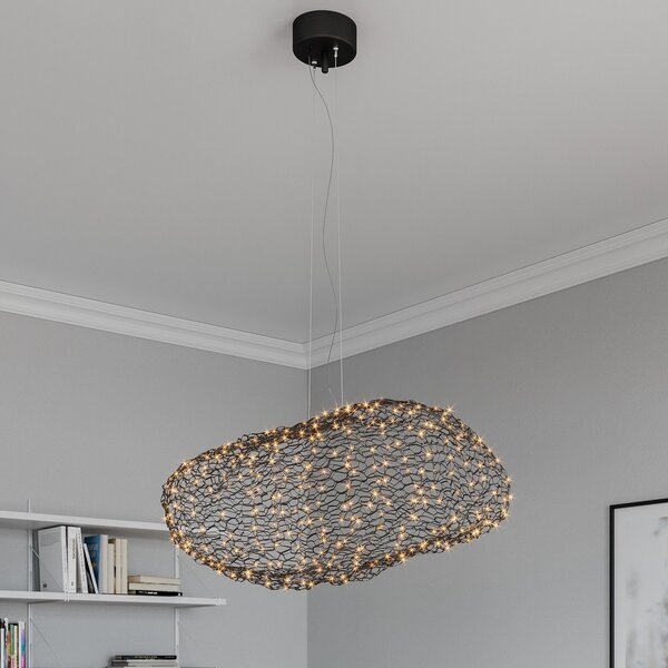 Závěsná svítidlo By Rydéns, Hayden, stmívatelné, Černá, Obývací pokoj, Kov, Design
