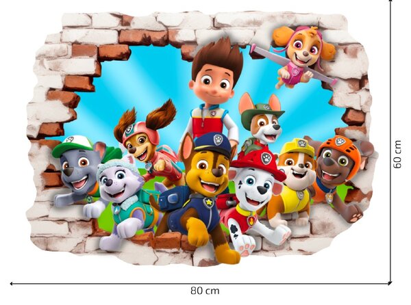 Samolepka na zeď "PAW Patrol" 80x60 cm