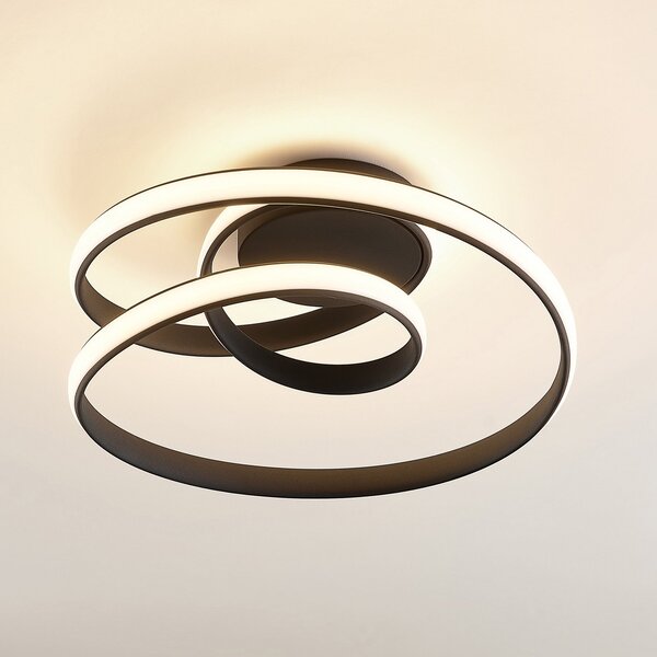 Stropní Lampa Lucande, Sakina, stmívatelné, Černá, Obývací pokoj, Kov, Design