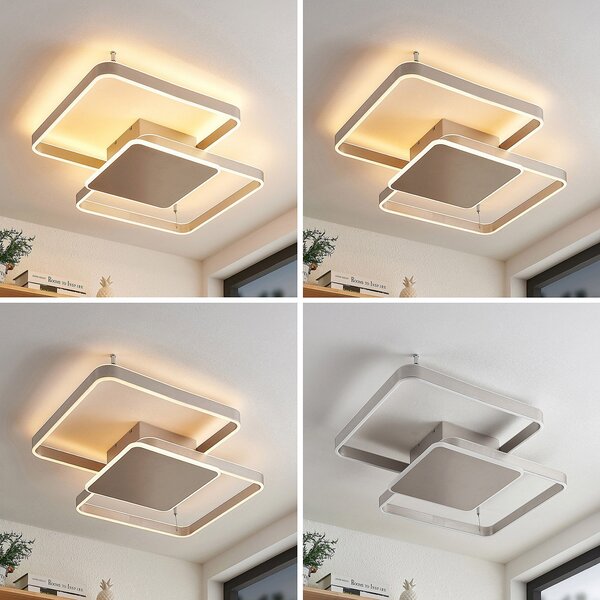 Stropní Lampa Lucande, Kadira, stmívatelné, Šedá, Obývací pokoj, Kov, Moderní