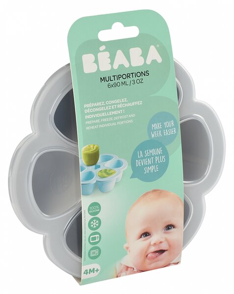 Silikonová forma na příkrmy, 6x90ml, Beaba, šedá