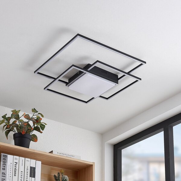 Stropní Lampa Lindby, Nelinka, Černá, Obývací pokoj, Kov, Moderní