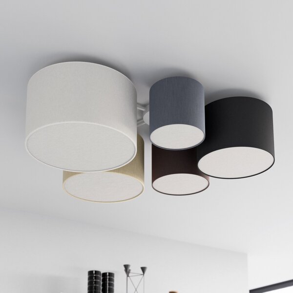 Stropní Lampa Lindby, Laurenz, stmívatelné, Šedá, Obývací pokoj, Tkanina / Textil, Moderní