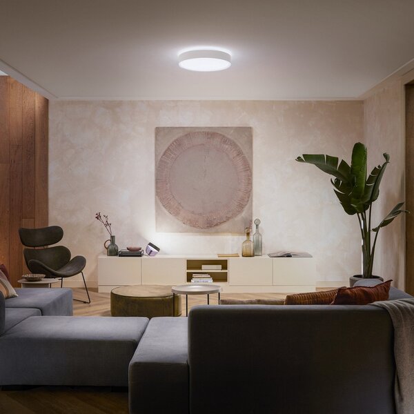 Stropní Lampa Philips Hue, Philips Hue, stmívatelné, Bílá, Obývací pokoj, Kov, Moderní