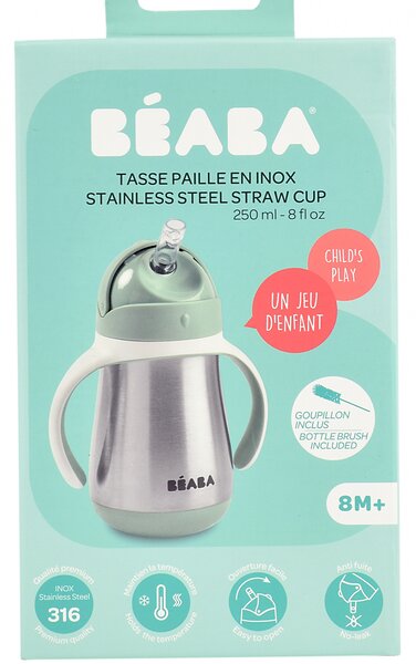 Termoska s brčkem, 250ml, Beaba, zelená