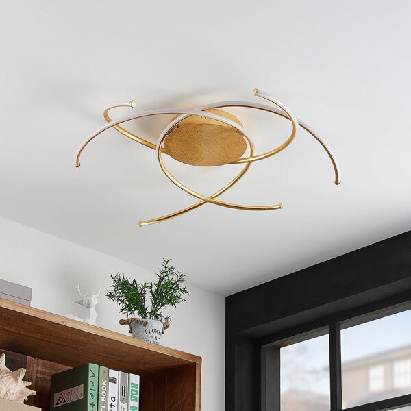 Stropní Lampa Lindby, Yareli, stmívatelné, Zlatá / mosazná, Obývací pokoj, Kov, Moderní