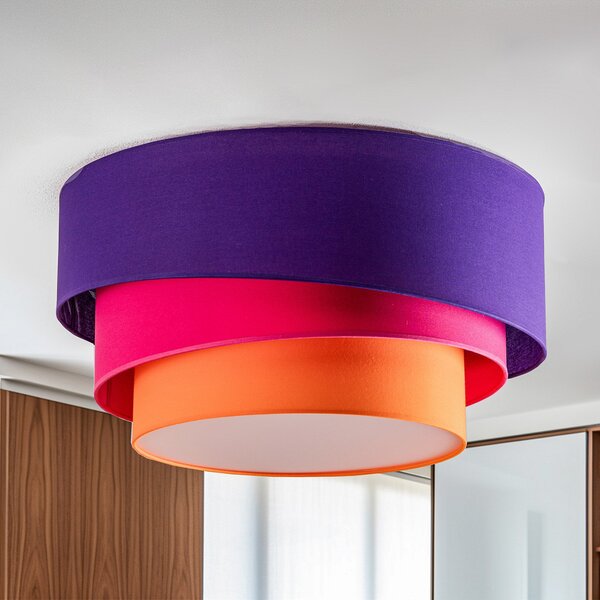 Stropní Lampa Euluna, Trio Max, stmívatelné, Fialová, Obývací pokoj, Tkanina / Textil, Moderní