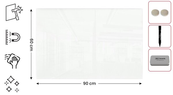 ALLboards CLASSIC TS90x60W skleněná tabule 90 x 60 cm