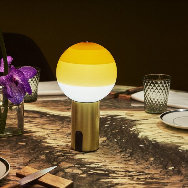 Stolní lampa MARSET, Dipping Light, stmívatelné, Béžová, Obývací pokoj, Sklo, Design