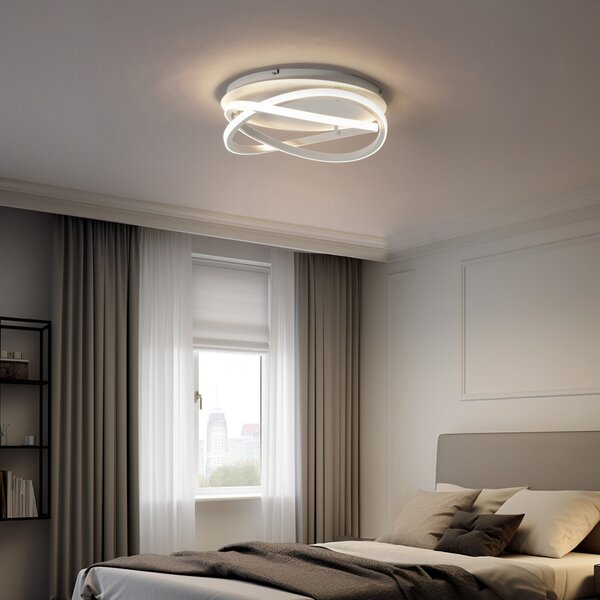 Stropní Lampa Lucande, Aldric, stmívatelné, Bílá, Obývací pokoj, Hliník, Moderní