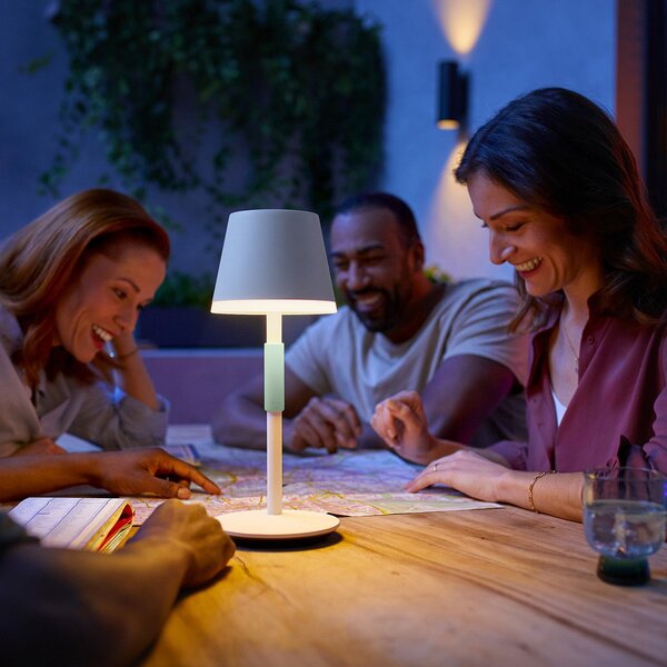 Venkovní svítidla Philips Hue, Hue Go, stmívatelné, Bílá, Obývací pokoj, Kov, Moderní