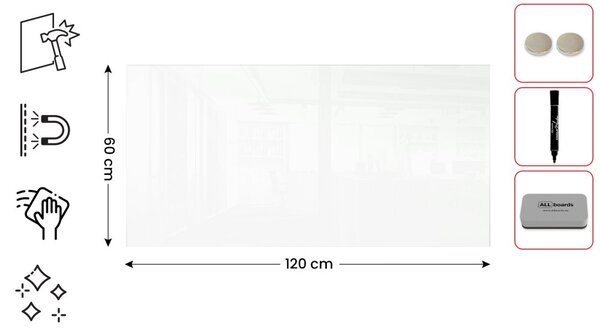 Skleněná tabule 120 x 60 cm ALLboards CLASSIC TS120x60W