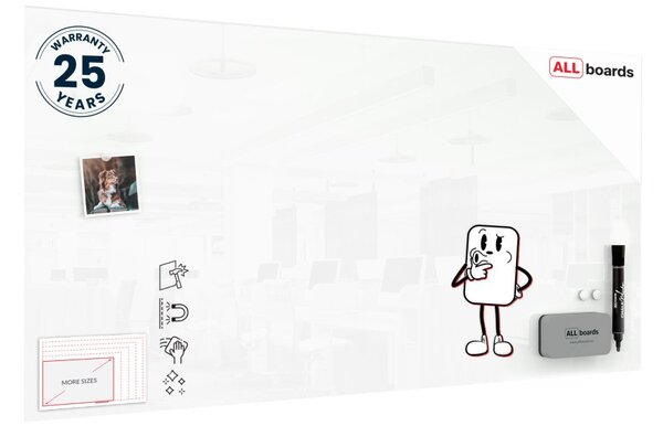 Skleněná tabule 120 x 60 cm ALLboards CLASSIC TS120x60W