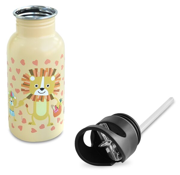 Dětská nerezová lahev Funny Jungle, 400ml, Iris Barcelona, broskvová
