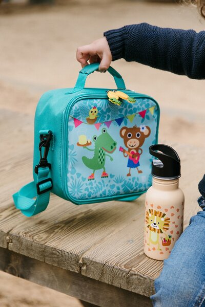 Dětská nerezová lahev Funny Jungle, 400ml, Iris Barcelona, broskvová
