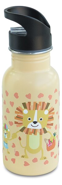 Dětská nerezová lahev Funny Jungle, 400ml, Iris Barcelona, broskvová