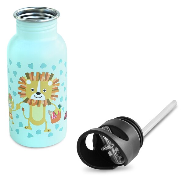 Dětská nerezová lahev Funny Jungle, 400ml, Iris Barcelona, mentolová