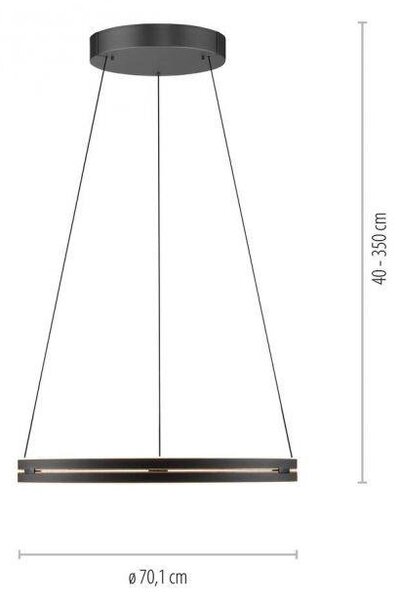 Paul Neuhaus Závěsné LED svítidlo PURE E-Loop dub/černá, 53W, ø 70,1 cm, 2700-5000K