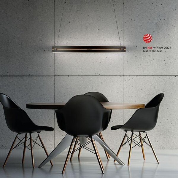 Paul Neuhaus Závěsné LED svítidlo PURE E-Loop dub/černá, 53W, ø 70,1 cm, 2700-5000K