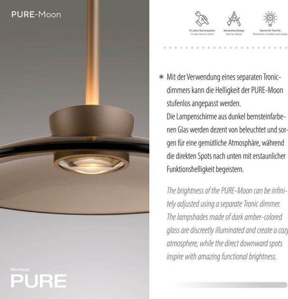 Paul Neuhaus Závěsné LED svítidlo PURE MOON, 60W, š. 32 cm, 2700K stmívatelné