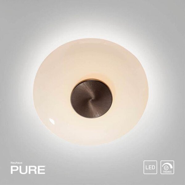 Paul Neuhaus Stropní/nástěnné LED svítidlo PURE Vitrum, 13W, ø 22 cm, 2700 stmívatelné Barva: Hnědá