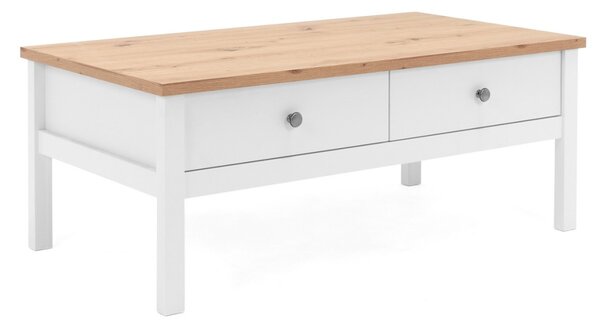 Konferenční stolek se zásuvkami Bergen, bílá/dub artisan