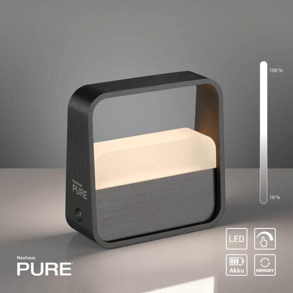 Paul Neuhaus Stolní přenosná LED lampa PURE GO, 3W, v. 13 cm, USB, 2700K Barva: Šedá