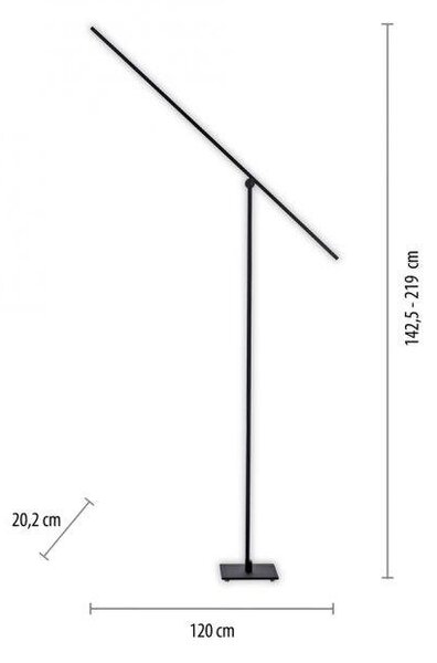 Paul Neuhaus Stojací LED lampa PURE GRAFO, 16W, v. 219 cm, 3000K stmívatelná