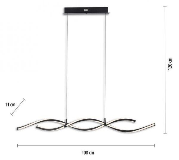 Paul Neuhaus Závěsné LED svítidlo, 42W, v. 120 cm, RF control, CCT 2700-5000K