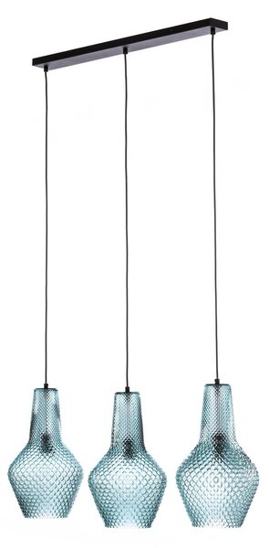 Závěsná svítidlo Lindby, Drakar, stmívatelné, Modrá, Kuchyně, Sklo, Vintage