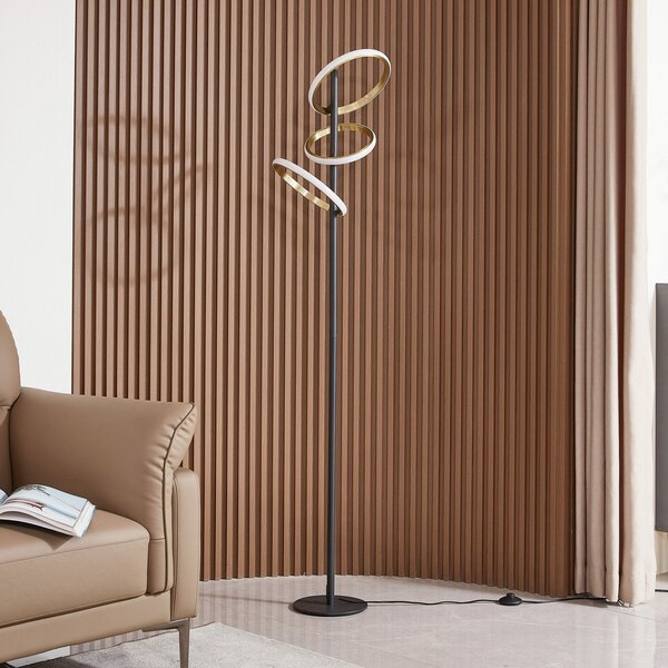 Stojací Lampa Lucande, Madu, stmívatelné, Černá, Ložnice, Plast, Moderní