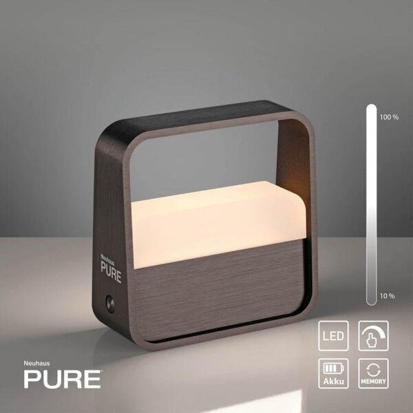 Paul Neuhaus Stolní přenosná LED lampa PURE GO, 3W, v. 13 cm, USB, 2700K Barva: Šedá