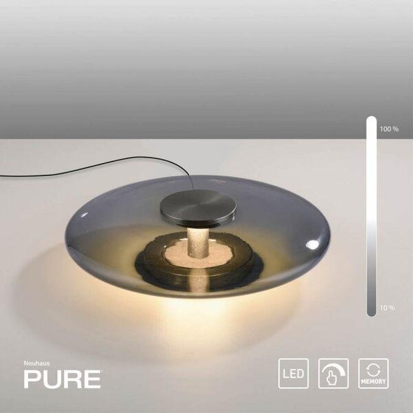 Paul Neuhaus Stolní LED lampa PURE Vitrum, ø 32 cm, 2700K stmívatelná, dotykový stmívač Barva: Hnědá