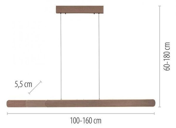 Paul Neuhaus Závěsné LED svítidlo ADRIANA, 56W, v. 180 cm, CCT 2700-5000K, elektricky nastavitelná výška Barva: Hnědá