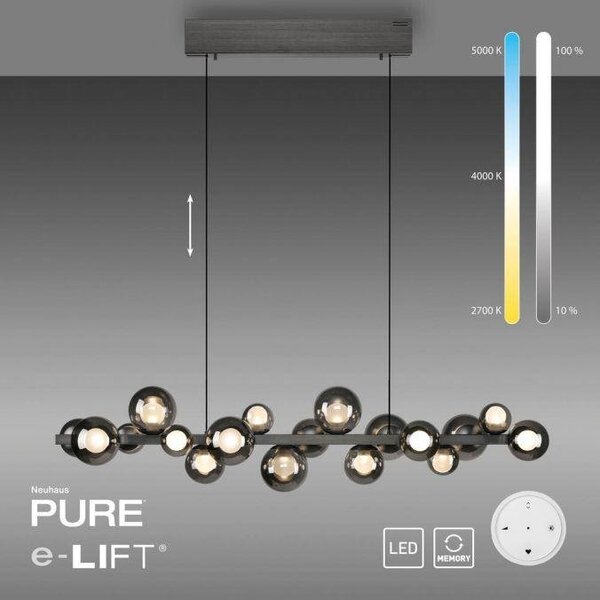 Paul Neuhaus Závěsné LED svítidlo PURE E-Popup, 45W, š. 29,5 cm, 2700-5000K Barva: Platina