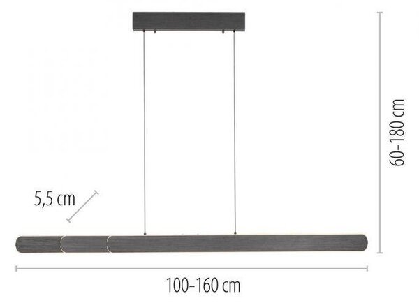 Paul Neuhaus Závěsné LED svítidlo ADRIANA, 56W, v. 180 cm, CCT 2700-5000K, elektricky nastavitelná výška Barva: Hnědá