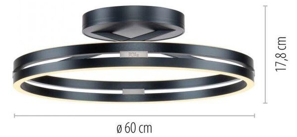 Paul Neuhaus Stropní LED svítidlo PURE Loop, pr.60cm, 7W+30W 2700-5000K, šedá mystic