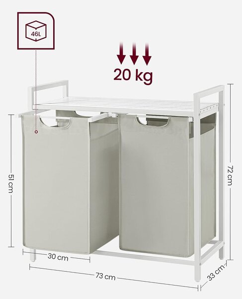 SONGMICS Koš na prádlo File 92L bílo-šedý