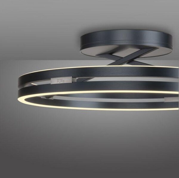 Paul Neuhaus Stropní LED svítidlo PURE Loop, pr.60cm, 7W+30W 2700-5000K, šedá mystic